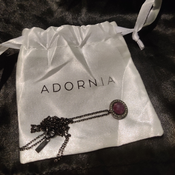 Echo Round Halo Pendant Necklace ADORNIA Ruby and Diamonds - Picture 4 of 6